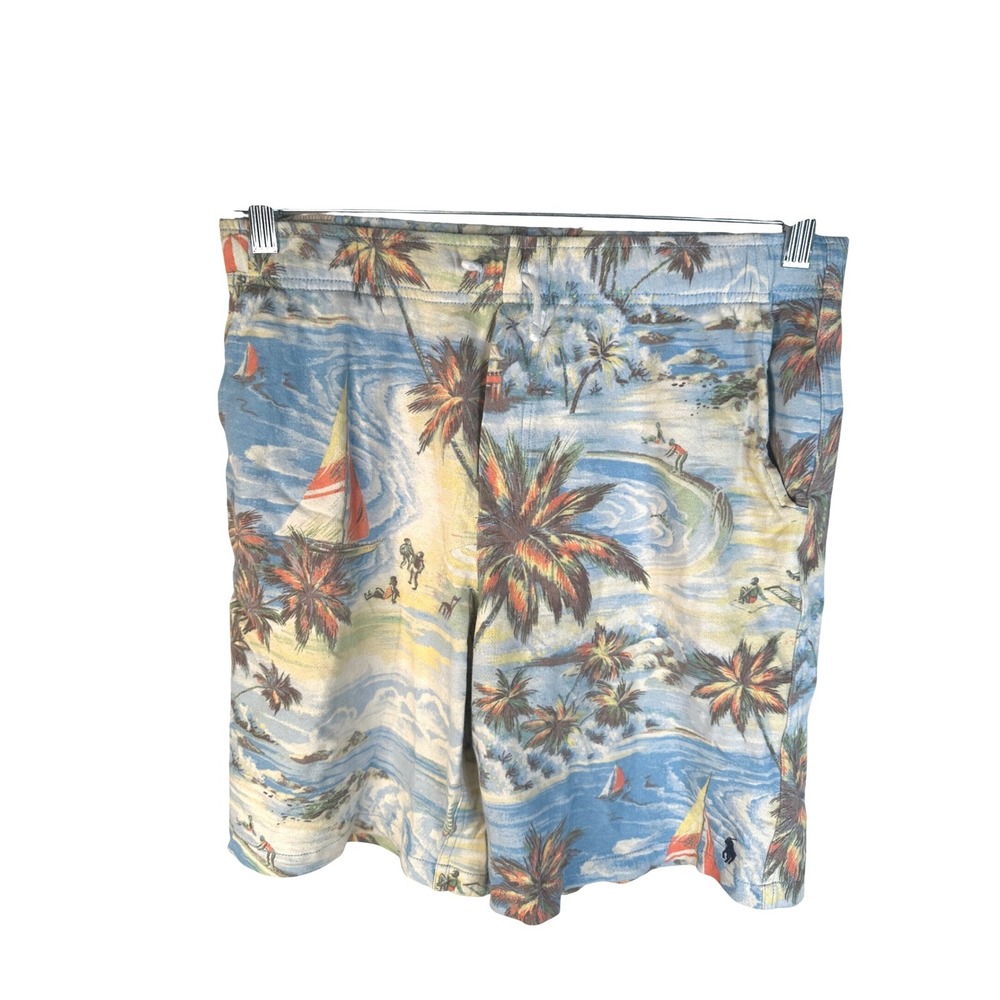 Polo Ralph Lauren Boy's Blue Tropical Beach Print Knit Shorts Size Large 18-20